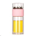 2021 Double Wall Glass Stainless Steel Tea Infuser Tea Cup Sports Glass Water Bottle with Infuser